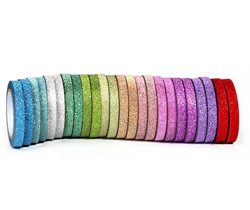Fodattm 24 Roll 12 Colors 5mm Glitter Crafting Tape Paper Washi Tapes Masking Tape Art Tapes - Image 3